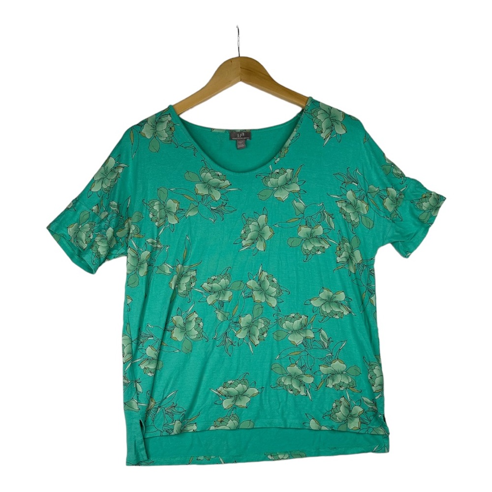 J. Jill Floral Print Green‎ Shirt size XS